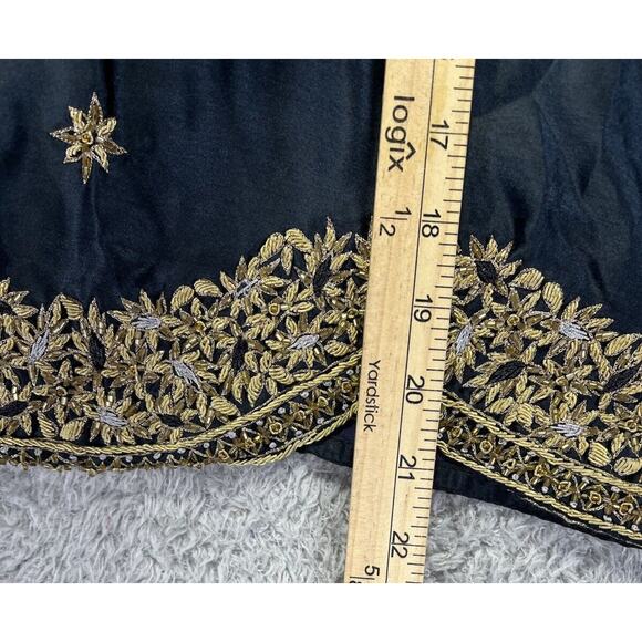 Preeti Womens Top Blouse Beaded Embroidered Medium Black Gold Silver India *Read - Picture 5 of 10